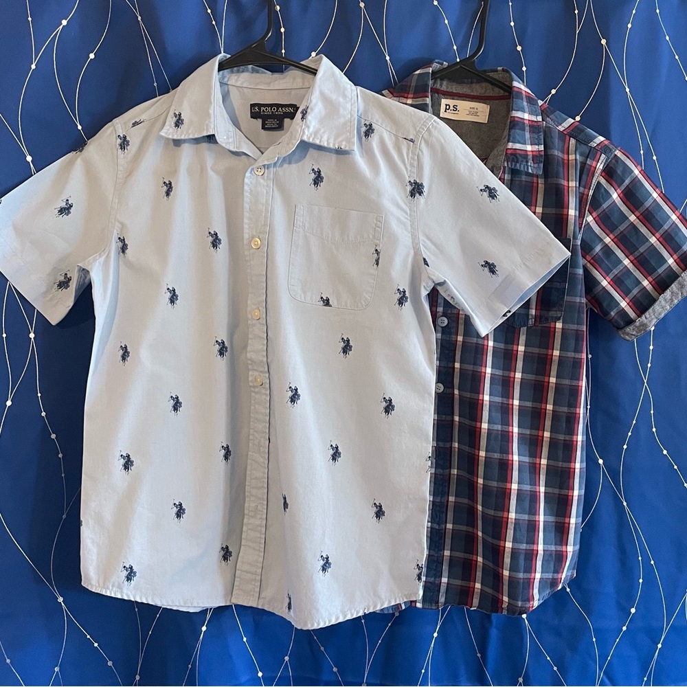 Bundle of two boy’s buttons down short sleeve shirts, size 12